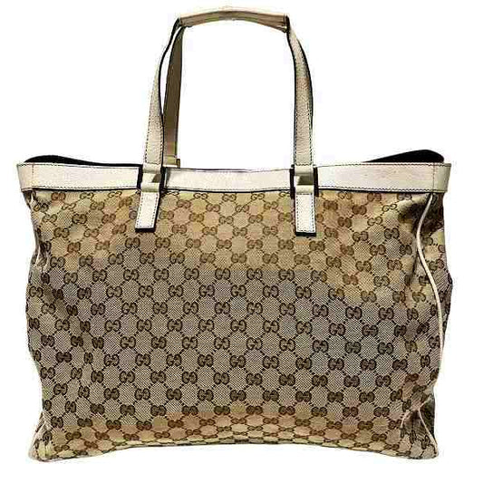 Gucci GG Canvas Leather Tote Bag 153213