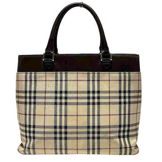 Burberry Nova Check Canvas Leather Tote Bag