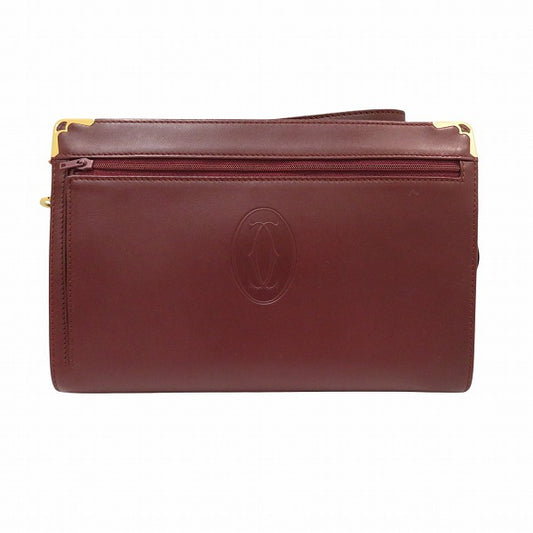 Cartier Must Line Bordeaux Leather Clutch Bag