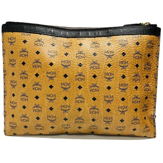 MCM Leather Clutch Bag Camel