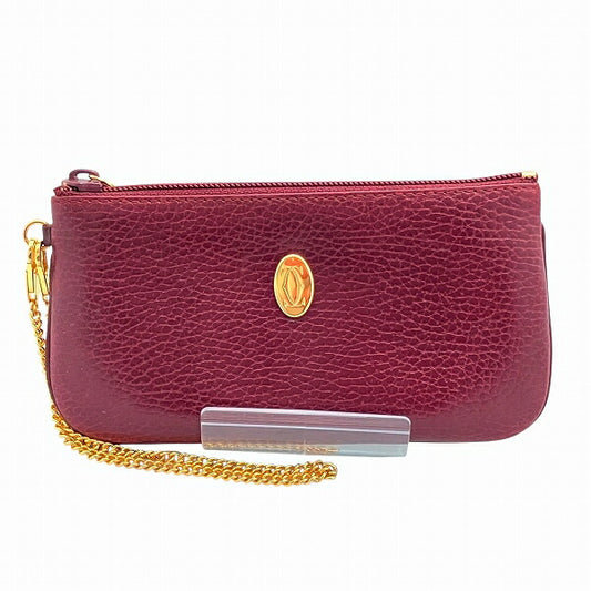 Cartier Must Line Bordeaux Leather Chain Pouch
