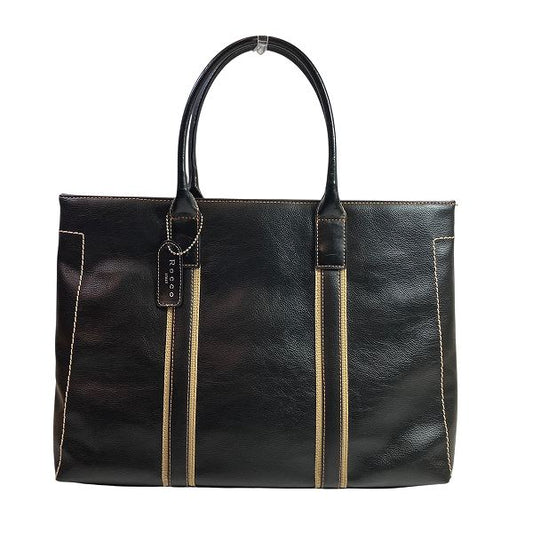 Rocco Black Leather Tote Bag