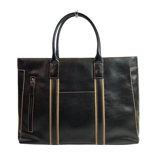 Rocco Black Leather Tote Bag