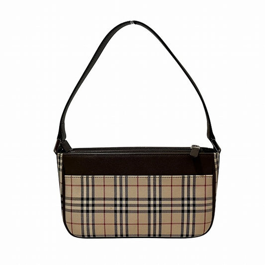 Burberry Canvas Leather Nova Check Shoulder Bag