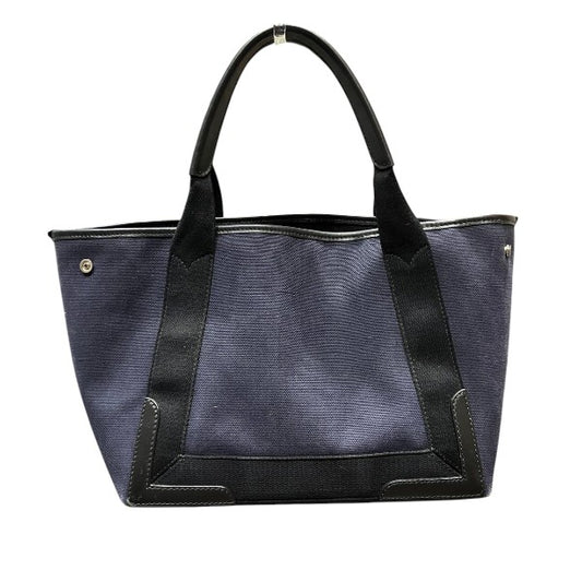 Balenciaga Navy Cabas S Canvas Leather Tote