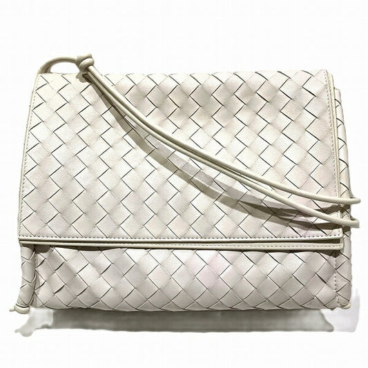 Bottega Veneta White Intrecciato Leather Shoulder Bag