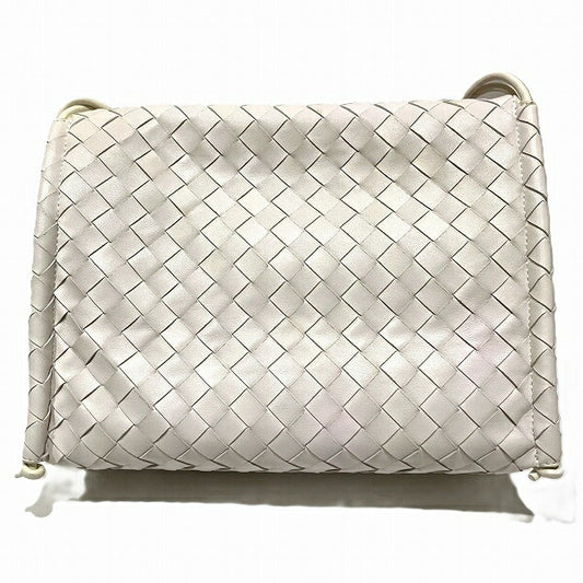 Bottega Veneta White Intrecciato Leather Shoulder Bag