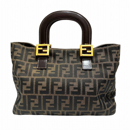 Fendi Zucca Canvas Leather Handbag