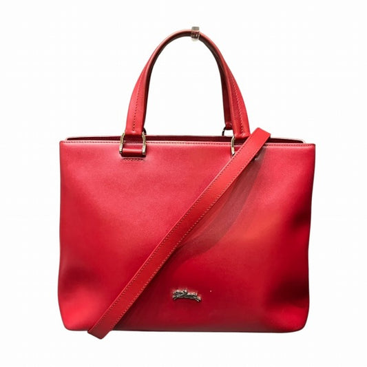 Longchamp Leather 2WAY Bag Ruby Red