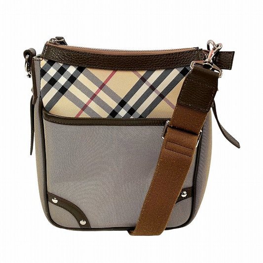 Burberry Nova Check Canvas Leather Shoulder Bag