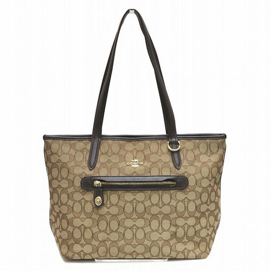 Coach Signature Canvas Leather Tote Bag 37229