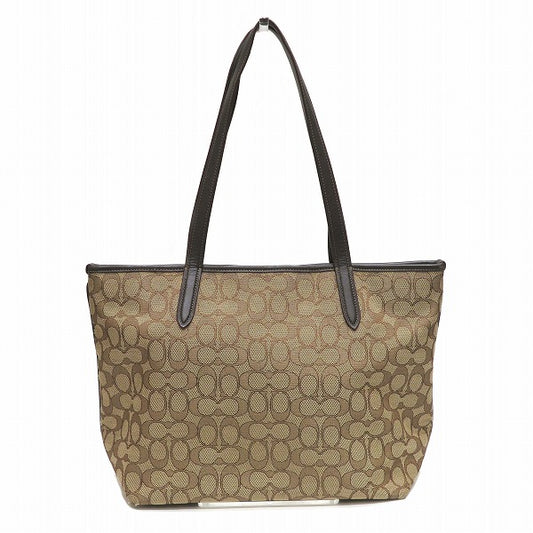 Coach Signature Canvas Leather Tote Bag 37229