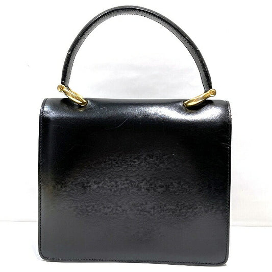 Celine Leather Double Flap Black Handbag