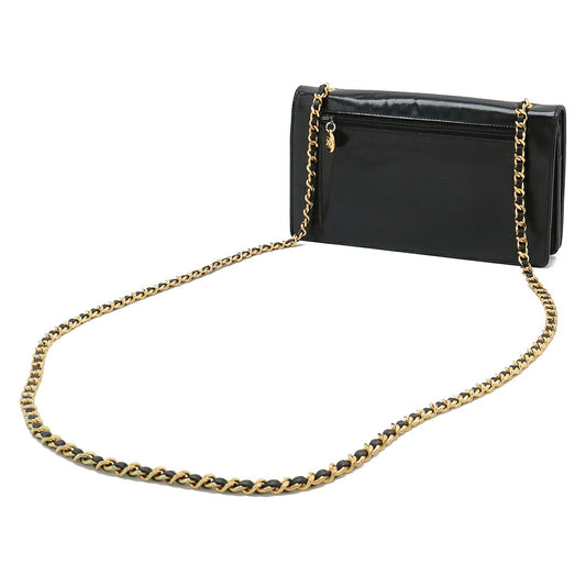 Chanel Coco Mark Patent Leather Chain Wallet
