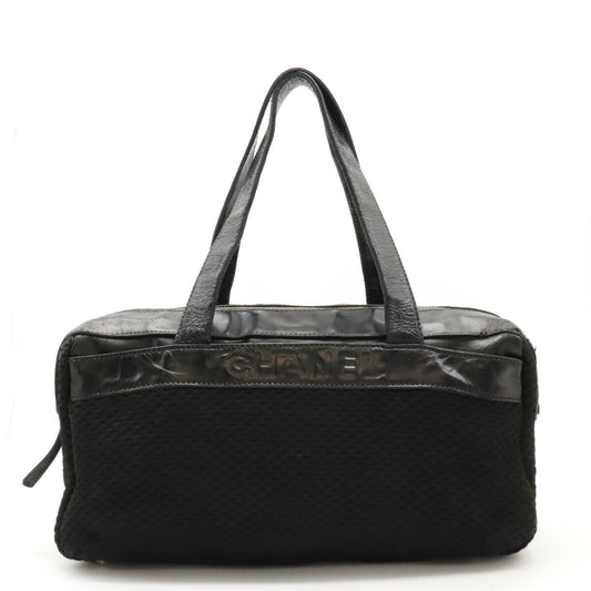 Chanel Logo Knit Leather Tote Bag