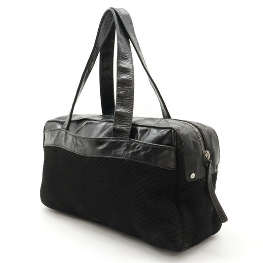 Chanel Logo Knit Leather Tote Bag