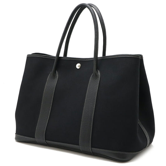 Hermes Garden Party PM Tote Bag Canvas Leather Black
