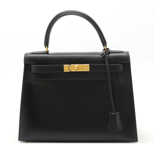 Hermes Kelly 28 Handbag Box Calf Black