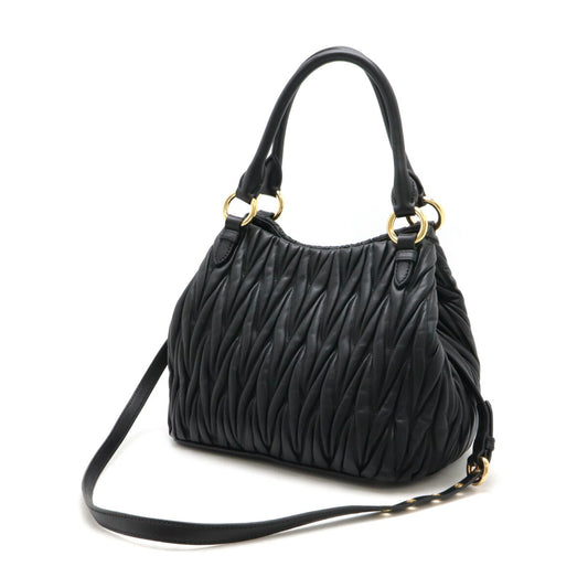 Miu Miu Leather Matelassé Gathered Handbag 5BE886