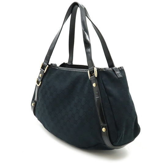 Gucci Abbey GG Canvas Patent Leather Tote Bag