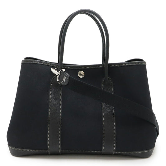 Hermes Garden Party TPM Canvas Leather Tote Bag