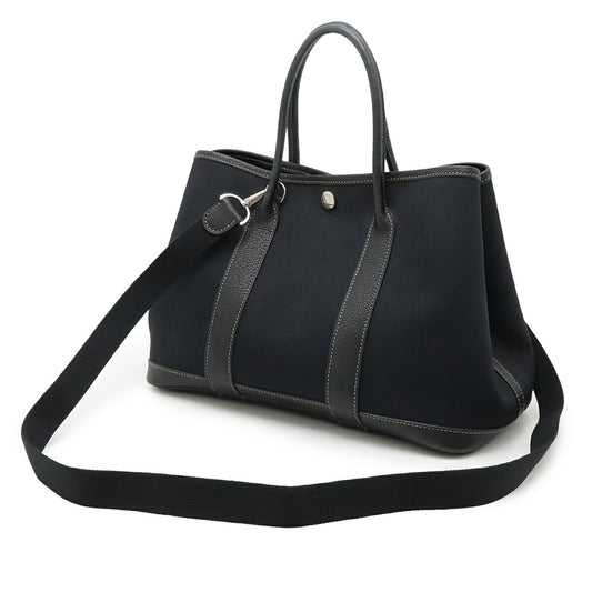 Hermes Garden Party TPM Canvas Leather Tote Bag