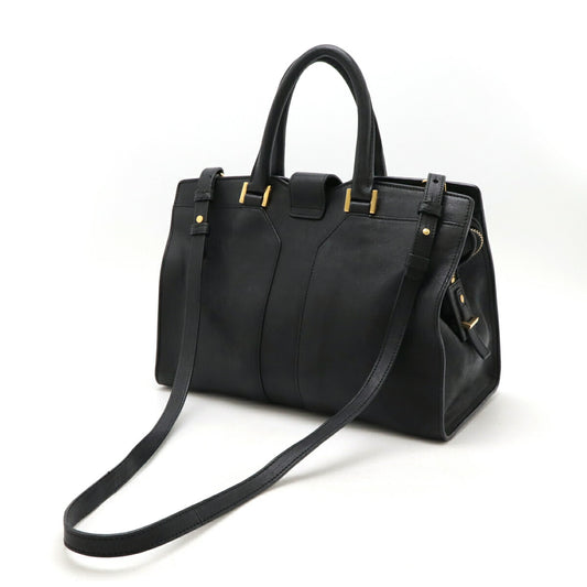 Yves Saint Laurent Y Line Cabas Chic Mini Handbag Leather Black