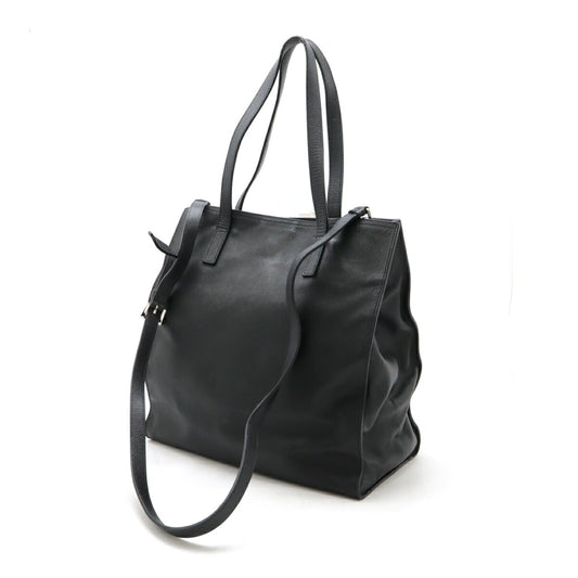 Prada Leather Triangle Logo Tote Bag