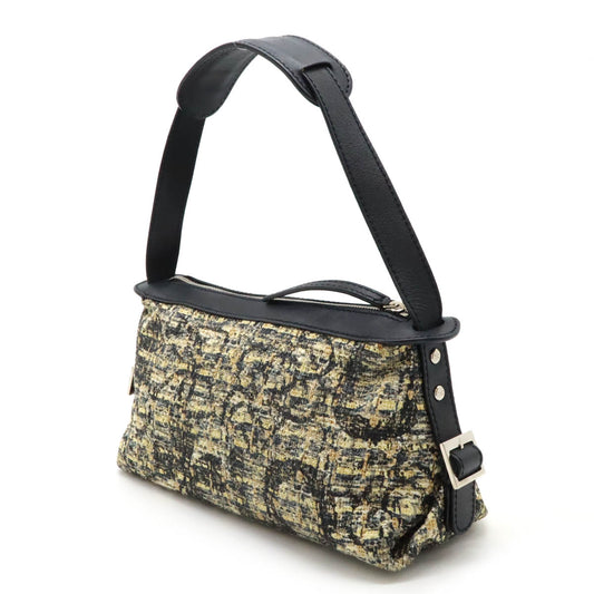 Chanel Tweed Leather Icon Print Clover Shoulder Bag