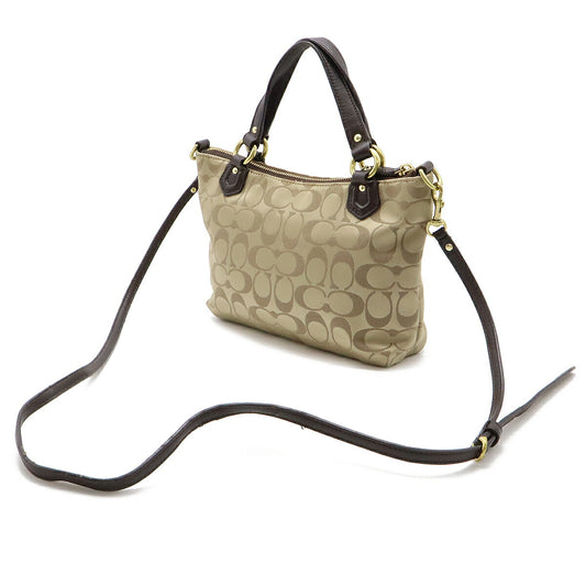 Coach Signature Satin Canvas Leather 2WAY Handbag