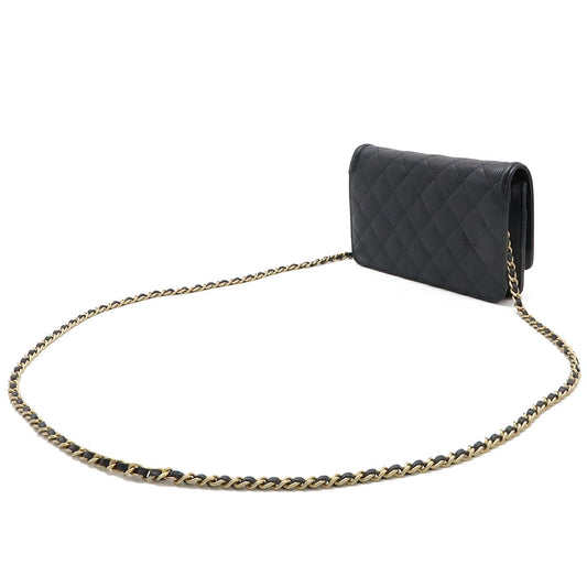 Chanel Caviar CC Filigree Chain Wallet Bag