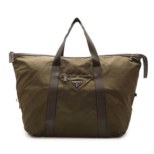 Prada Nylon Leather Boston Bag Travel V49Z