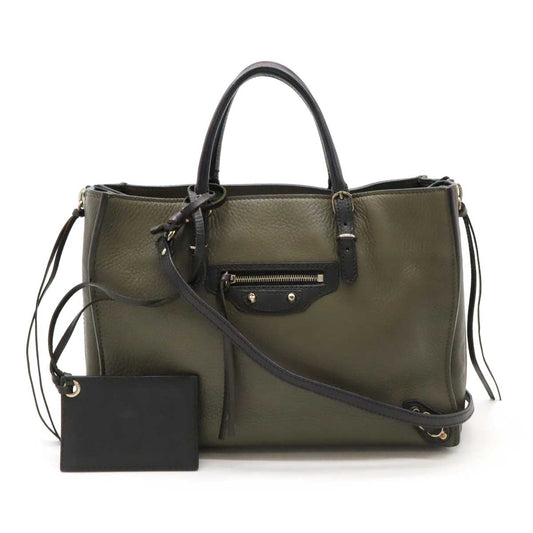 Balenciaga Leather Paper A6 Zip Around Handbag