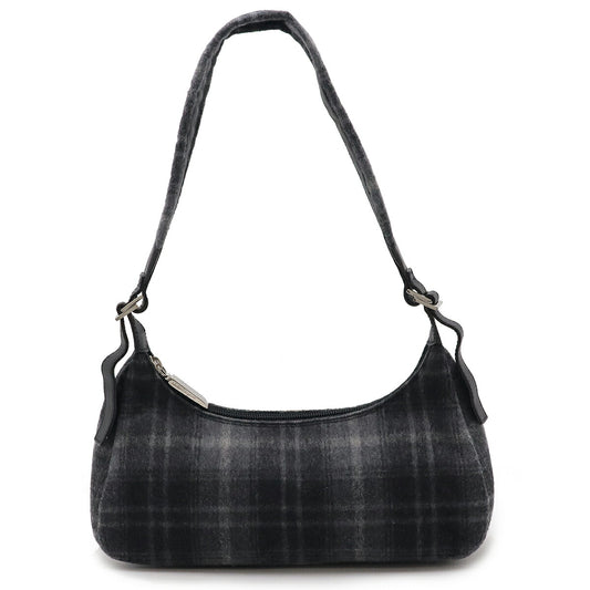 Salvatore Ferragamo Wool Leather Check Shoulder Bag