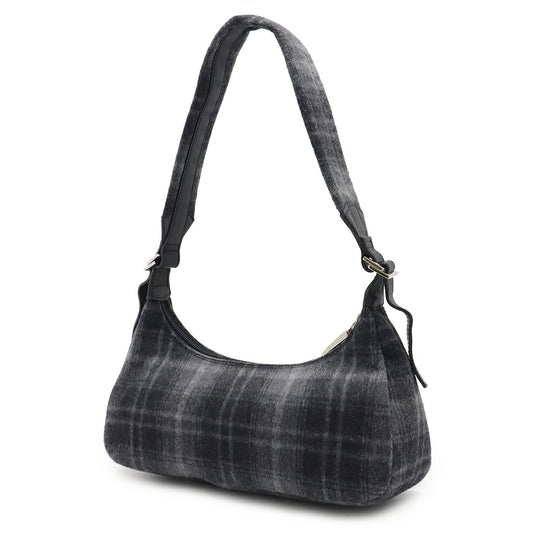 Salvatore Ferragamo Wool Leather Check Shoulder Bag