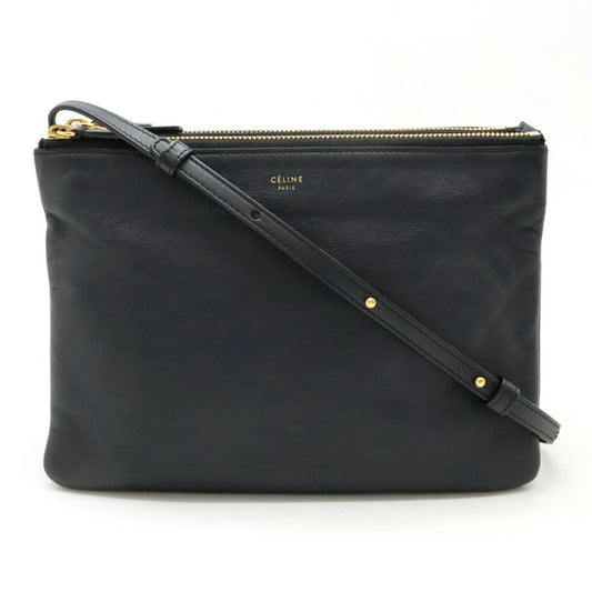Celine Trio Large Leather Shoulder Bag Black