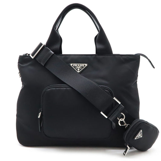Prada Nylon Leather Tote Bag