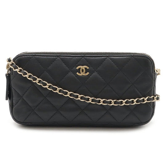 Chanel Lambskin Matelasse Chain Wallet Clutch