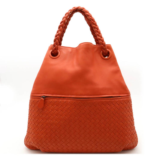 Bottega Veneta Intrecciato Leather Shoulder Bag Red