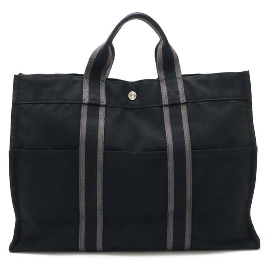 Hermes Canvas Fourre-Tout Tote Bag Black