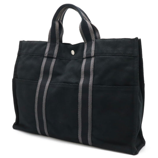 Hermes Canvas Fourre-Tout Tote Bag Black