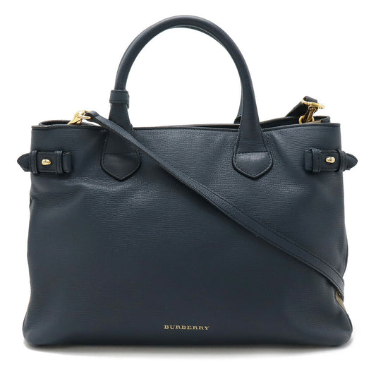 Burberry Banner House Check Leather Tote Bag