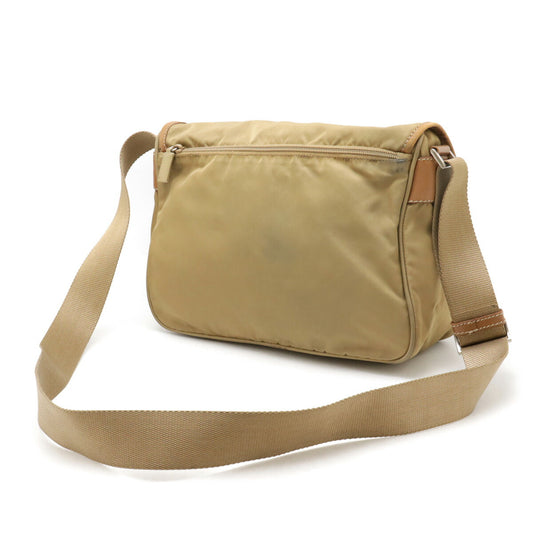 Prada Triangle Logo Nylon Leather Shoulder Bag