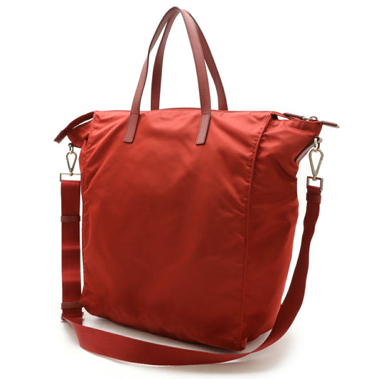 Prada Triangle Logo Nylon Leather Tote Bag