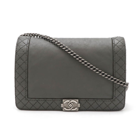Chanel Boy Chain Wallet Leather Crossbody