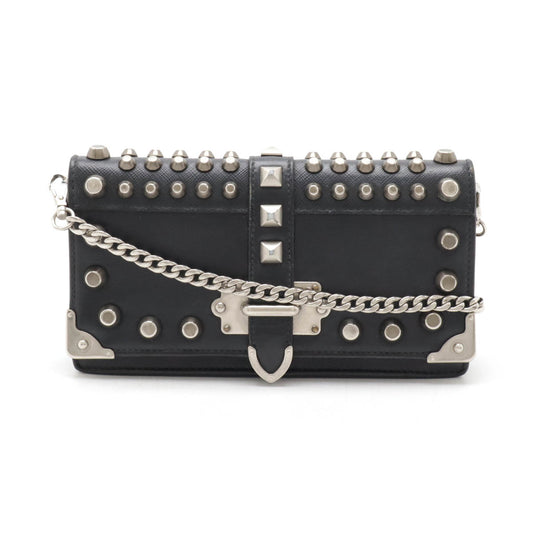 Prada Cahier Leather Studded Chain Shoulder Bag