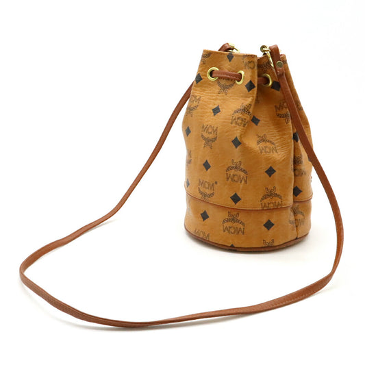 MCM Visetos Logo Drawstring Shoulder Bag