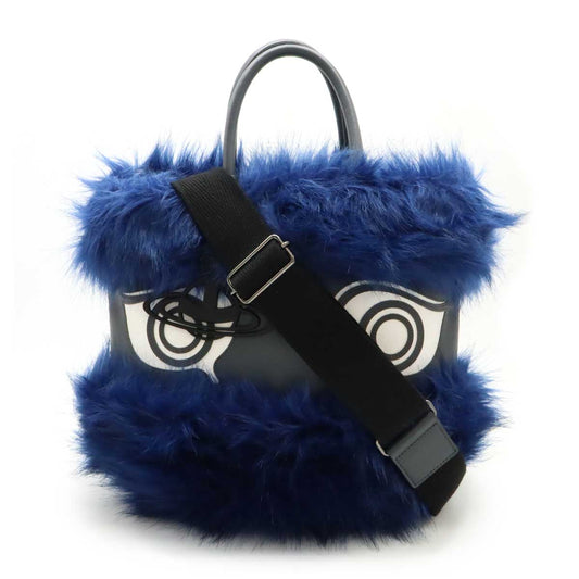 Vivienne Westwood Greek Eye Faux Fur Leather Tote
