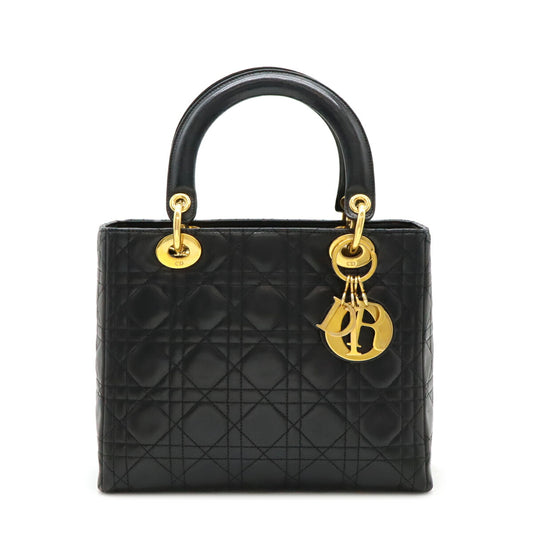Dior Lady Dior Lambskin Handbag Black
