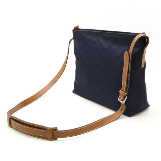 Gucci Nylon Leather Shoulder Bag Navy